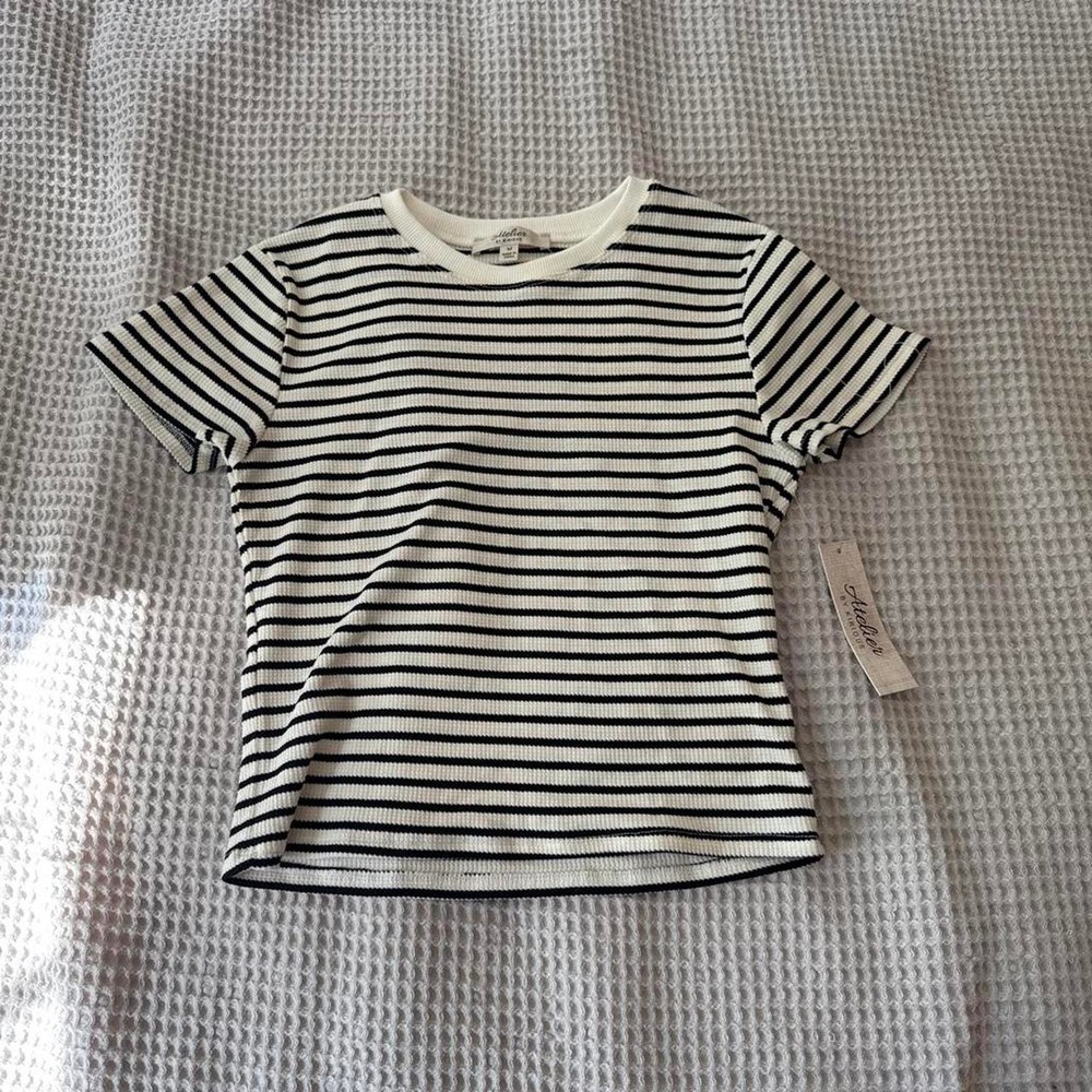 Atelier by Kirious black and white striped crop top